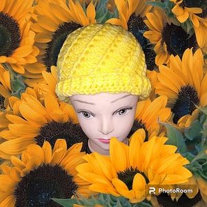 Adult size crochet beanie.